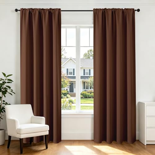Brown Blackout Curtains 90 inch Length 2 Panels Set (Brown / 52"W x 90"L (Pack of 2))