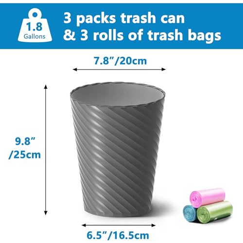 Bathroom Trash Can 8 Pack (White & Black & Grey- 8 Pack)