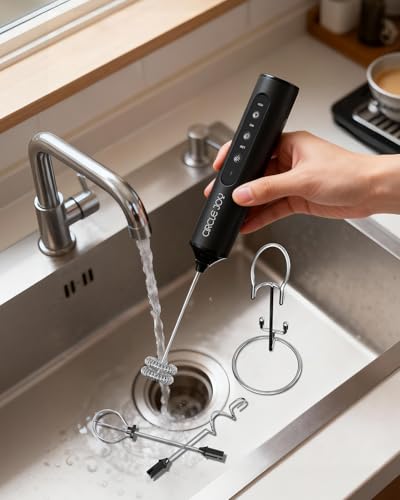 Rechargeable Handheld Milk Frother Wand with Stand