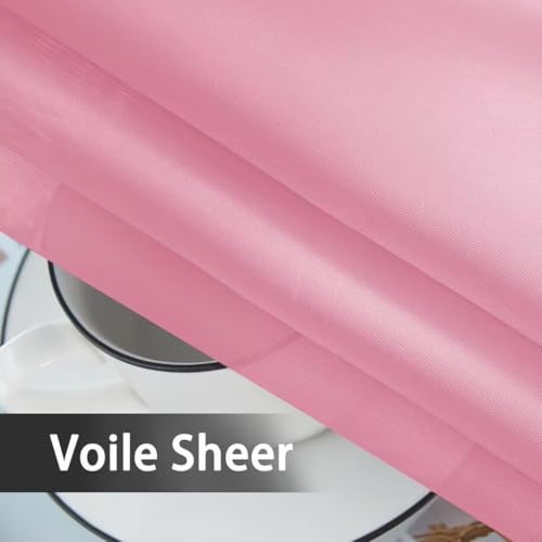 Solid Sheer Rod Pocket Curtain Voile Draperies 2 Panels White Beige Black Ivory Coffee 22 Inch Width 40 Inch Long 1 Pair for Kitchen Bedroom Children Living Room Yard (Light Pink / 22"W x 40"L (Pack of 2))