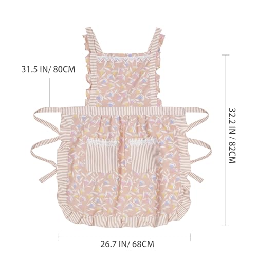 Funny Aprons for Women with Pockets (Brown/Leaf)