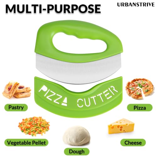 Pizza Cutter with Blade Cover Stainless Steel Upgrade Sharper Blade Green 2 (Green)