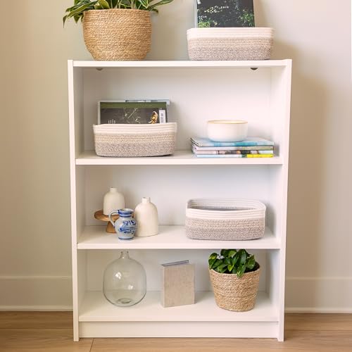 11.8"x8"x4.5” Storage Baskets for Shelves 3 Pack (3-Tone Brown / 11.8" x 8" x 4.5")