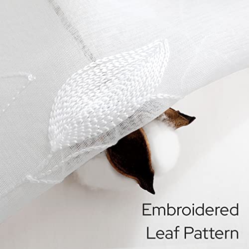 White Kitchen Sheer Tier Curtains Leaf Embroidered (30"W x 36"L (Pack of 2) / 4-white)