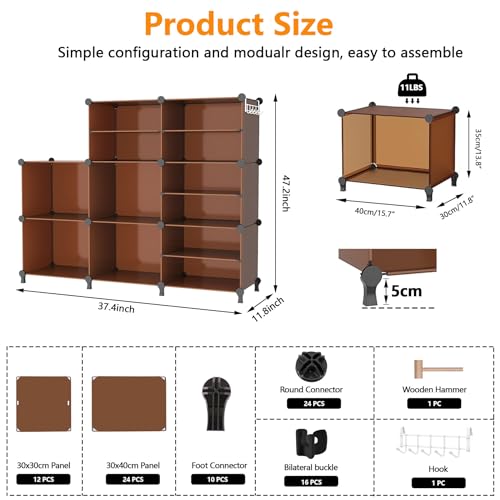 Closet Organizer 8 Cube Storage Shelves (Cocoa Brown)