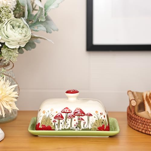 Ceramic Butter Dish with Lids (['White', 'Red', 'Green'] / Standard)
