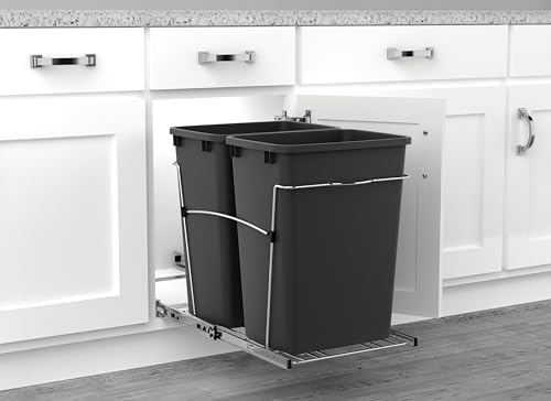 Double Pullout Garbage Trash Cans for Kitchen Cabinets (Black)