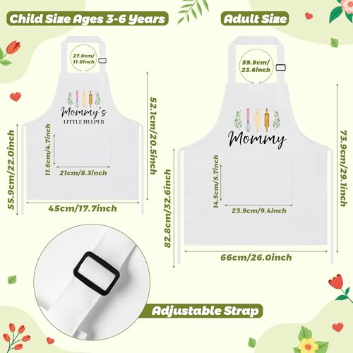 R HORSE 2Pcs Adults Kids Matching Apron Set (White Mama)
