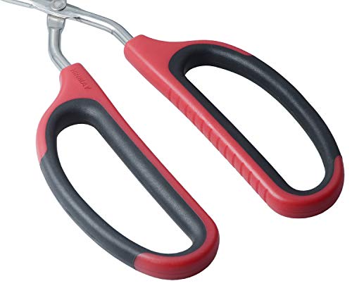 Extra Long Scissor Tongs 16" Stainless Steel Barbecue Grilling Tongs (Red / 16")