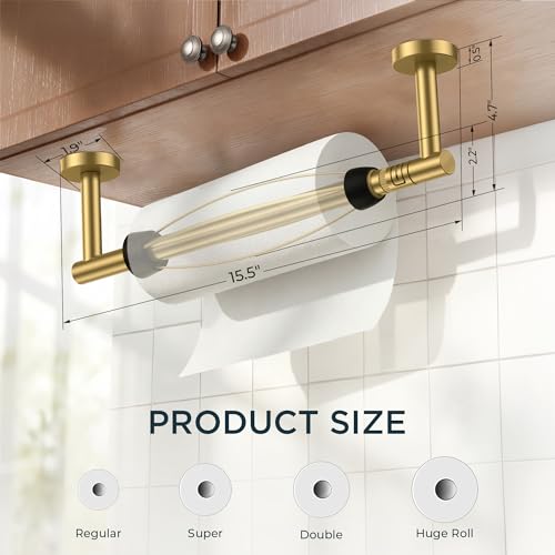 Paper Towel Holder Under Cabinet (Brushed Gold)