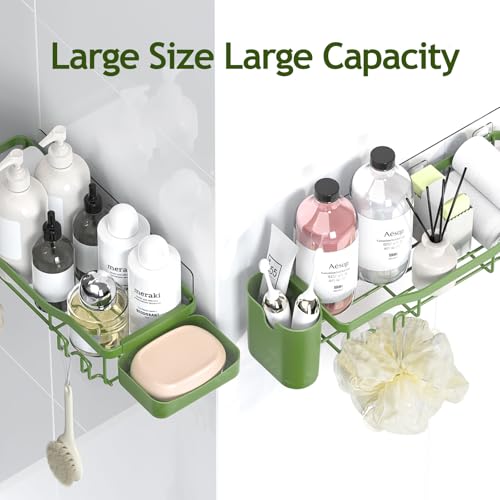 Shower Caddy Adhesive Shower Organizer 7 (Green / 7-Piece Set)