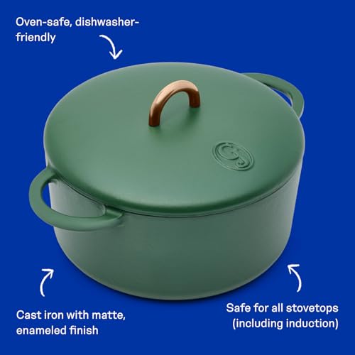 3.5 Quart Enameled Cast Iron Dutch Oven Pot w (Broccoli)