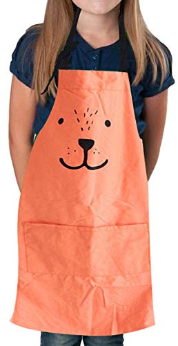 2 Pack Cotton Adjustable Parent and Child Apron with Pockets Great Gift For Adult and Kid Baking (Orange)