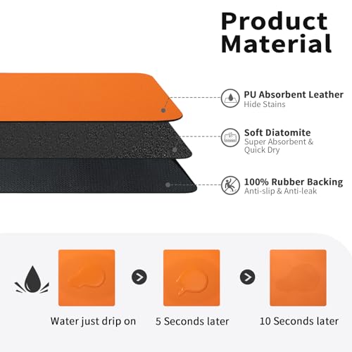 Dish Drying Mat for Kitchen Counter (Orange / 18" x 24")
