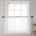 Sheer White Curtains 24 Inch Length Set (White / 42"W x 24"L (Pack of 2))