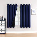 100% Blackout Curtains for Bedroom 2 Panels Set with Black Liner (52"W x 45"L (Pack of 2) / Navy Blue)