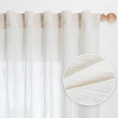 Extra Long Curtains for Living Room (50"W x 108"L (Pack of 2) / Beige White)