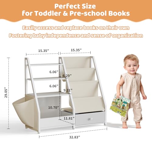 Kids Bookshelf and Toy Storage (White)