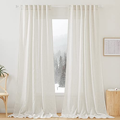 Sheer Curtains 102 inches (Linen / 52"W x 102"L (Pack of 2))