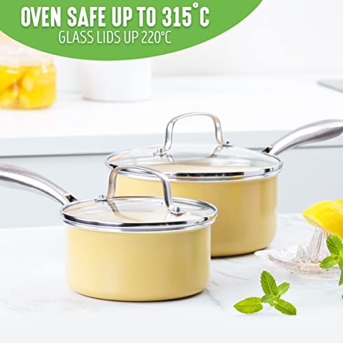 Artisan Healthy Ceramic Nonstick (Yellow / 1QT and 2QT Saucepan Pot Set / Induction)