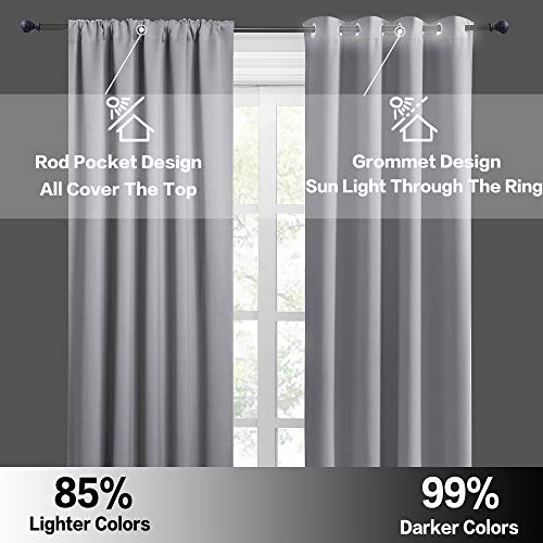 54 inch Blackout Curtains for Living Room Bedroom (Silver Grey / 42"W x 54"L (Pack of 2))