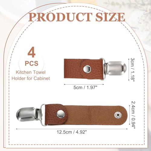 4 Pcs Towel Ring Holder with Clip (Brown)