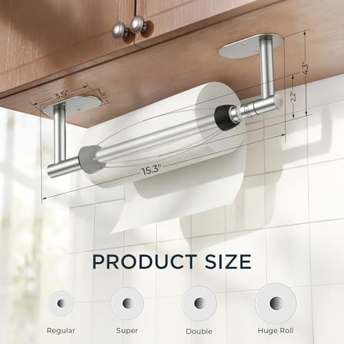 Paper Towel Holder Under Cabinet (Stainless Steel / One-Hand Tear (Upgraded))
