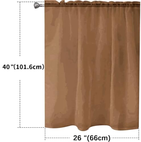 Basic Rod Pocket Sheer Voile Window Curtain Panels Brown 1 Pair 2 Panels 26 Width 40 Inch Long for Kitchen Bedroom Children Living Room Yard（Brown (Brown / 26"W x 40"L (Pack of 2))