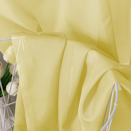 Yellow Sheer Curtains 45 Inch Length 2 Panels Set (42"W x 45"L (Pack of 2) / Yellow)