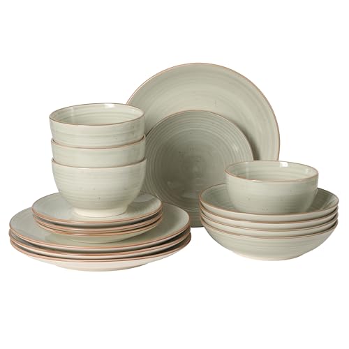 Stonebury 16 Piece Plates and Bowls Cream Grey Dishes (Service for 4 (16pcs) / Grey (Stonebury))