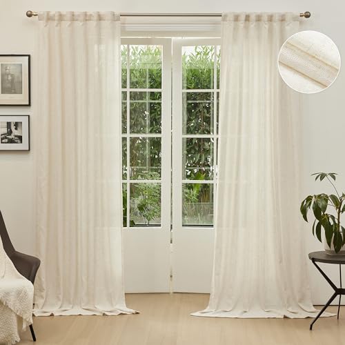 Linen Curtains for Sliding Glass Door (50"W x 120"L (Pack of 2) / Linen)