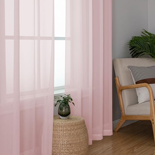 Blush Sheer Curtains 72 Inches Long 2 Panels for Living Room (Blush / 42"W x 72"L (Pack of 2))