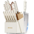 Knife Set Astercook Kitchen Knife Set with Block 14 (Cream White)