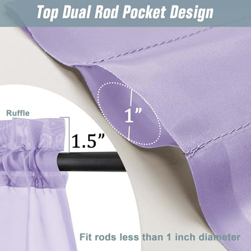 Lavender Sheer Curtains 84 Inches Long 2 Panels (42"W x 84"L (Pack of 2) / Lavender)