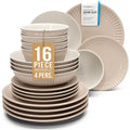 16 Piece Stoneware Dinnerware Set for 4 (Hygge / Light Brown / Set for 4 (16pcs))
