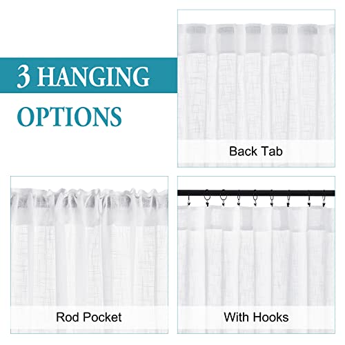 Extra Long White Sheer Curtains for Dining Room 120 inches Long (White / 52"W x 120"L (Pack of 2))