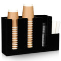 4 Compartments Acrylic Coffee Cup and Lid Holder (Black)