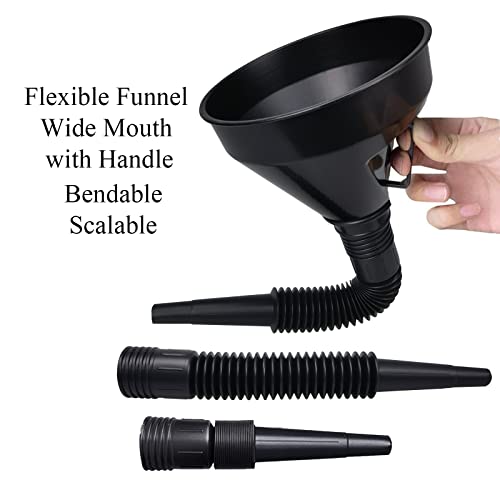 Flex Funnel Wide Mouth Flexible Funnel with Handle (1pcs Black)