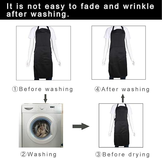 Adjustable Bib Apron with Pocket Extra Long Ties for Women Men (Navy)