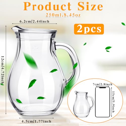 2 Pcs Glass Pitcher Milk Frothing Creamer (250 ml / Elegant Style)