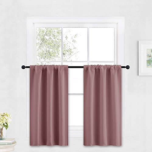 Kitchen Blackout Window Curtains Over Sink 36 inch Length (Dusty Rose / 29"W x 36"L (Pack of 2))