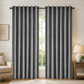100% Blackout Linen Curtains for Living Room Bedroom 72 Inch Long (Light Grey/Linen 100% Blackout / 52"W x 72"L (Pack of 2))