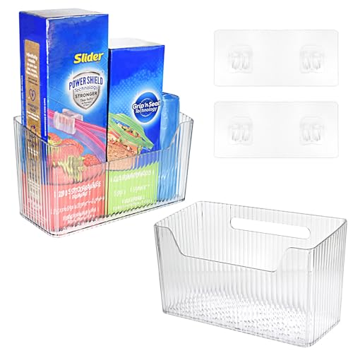 2 Pack Adhesive Cabinet Door Organizer Storage Caddy (Clear)
