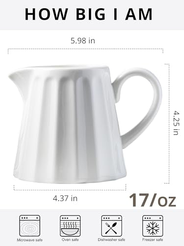 Ceramic Creamer Pitcher (17 Ounces / White)