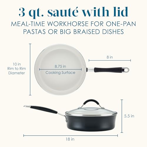 Cucina Ceramic Nonstick Saute Pan with Lid (Saute Pan (10") / Peppercorn)
