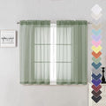 Sage Green Sheer Curtains 45 Inch Long 2 Panels (Sage Green / 40"W x 45"L (Pack of 2))