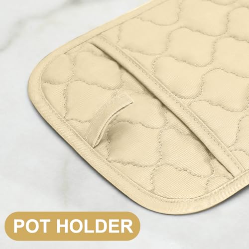 Oven Mitts Pot Holders Sets (Beige)