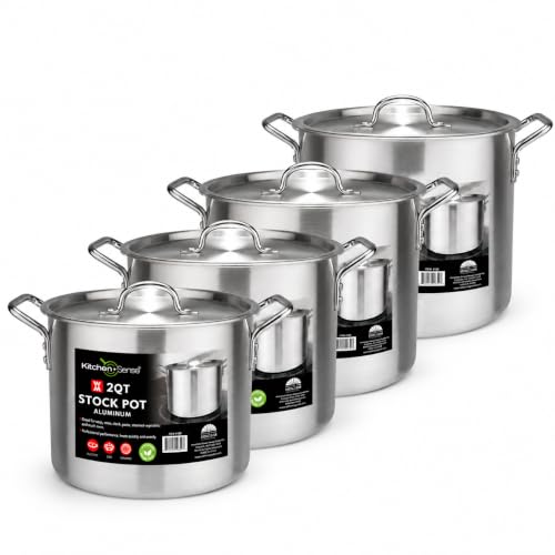 4 Piece Aluminum Stock Pot Set with Lids (Up to 8Qt)