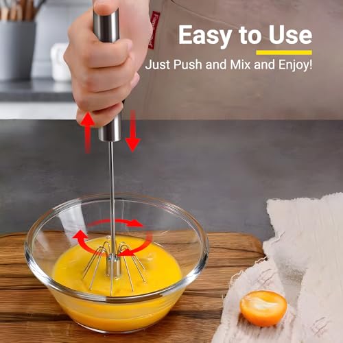 Egg Whisk Upgraded Stainless Steel Semi Automatic Whisk (316-12 Inch)