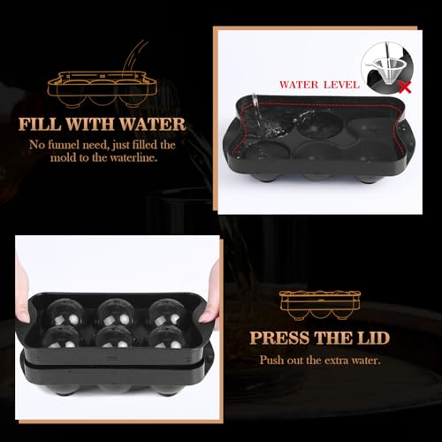 Whiskey Ice Cube Mold (1.9"-12 Ice Ball-Black)